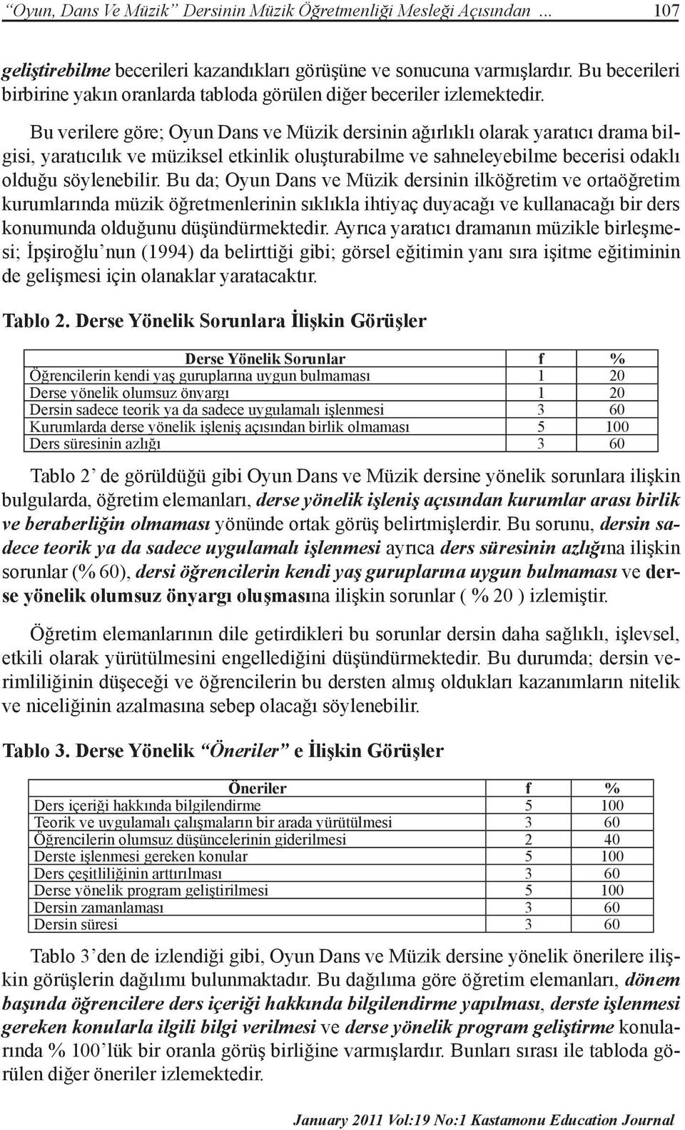 Bu verilere göre; Oyun Dans ve Müzik dersinin ağırlıklı olarak yaratıcı drama bilgisi, yaratıcılık ve müziksel etkinlik oluşturabilme ve sahneleyebilme becerisi odaklı olduğu söylenebilir.