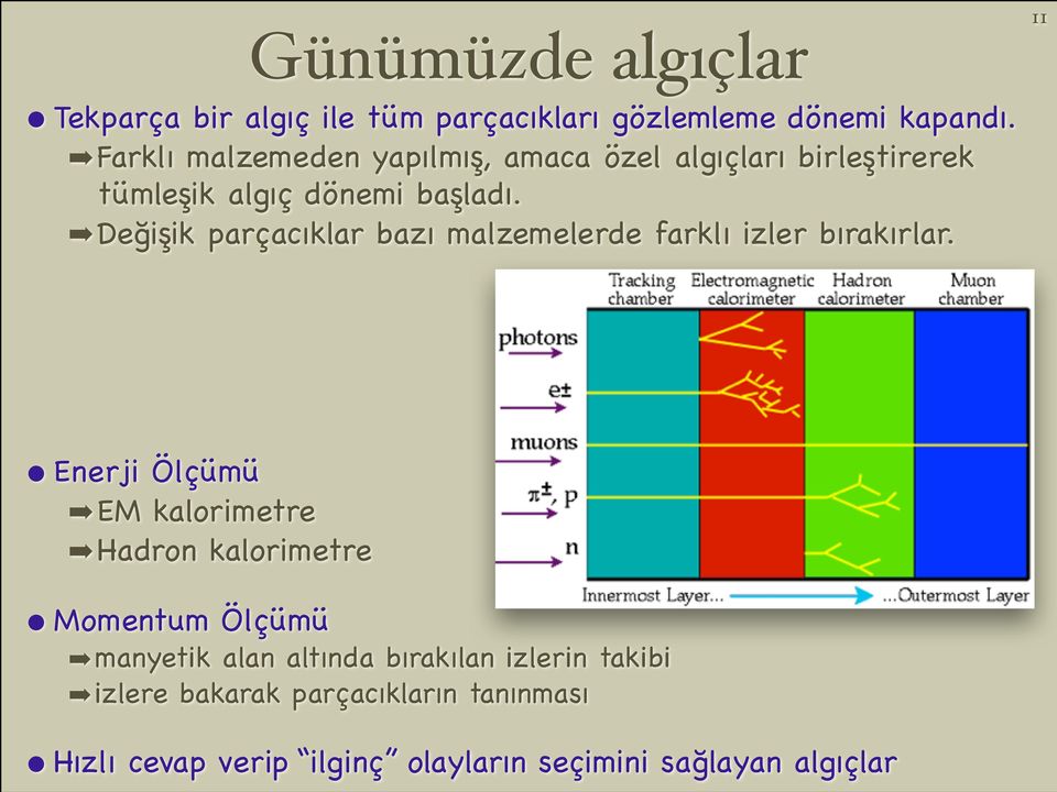 Değişik parçacıklar bazı malzemelerde farklı izler bırakırlar.