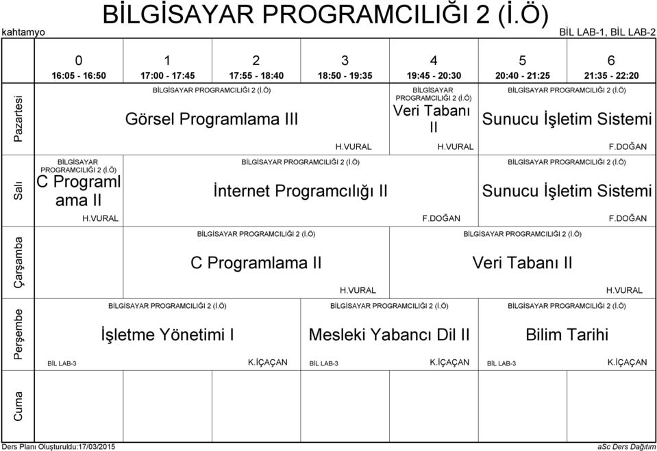 VURAL İnternet Programcılığı II 9: - : BİLGİSAYAR PROGRAMCILIĞI (İ.Ö) Veri Tabanı II H.VURAL F.