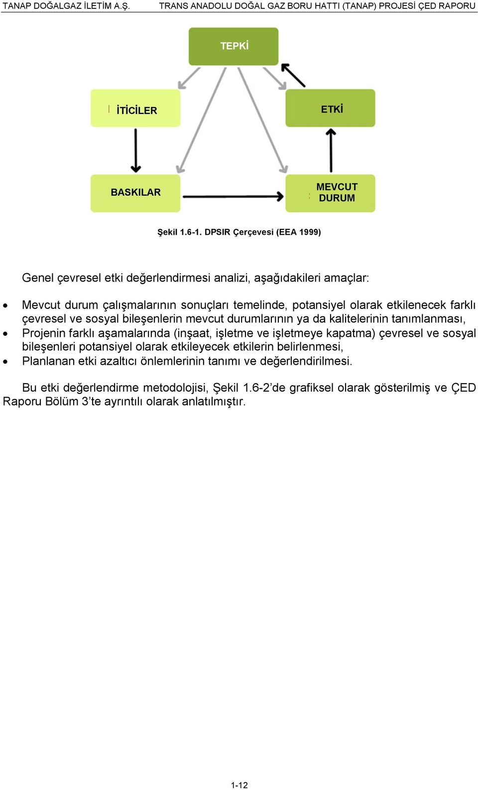 etkilenecek farklı çevresel ve sosyal bileşenlerin mevcut durumlarının ya da kalitelerinin tanımlanması, Projenin farklı aşamalarında (inşaat, işletme ve işletmeye