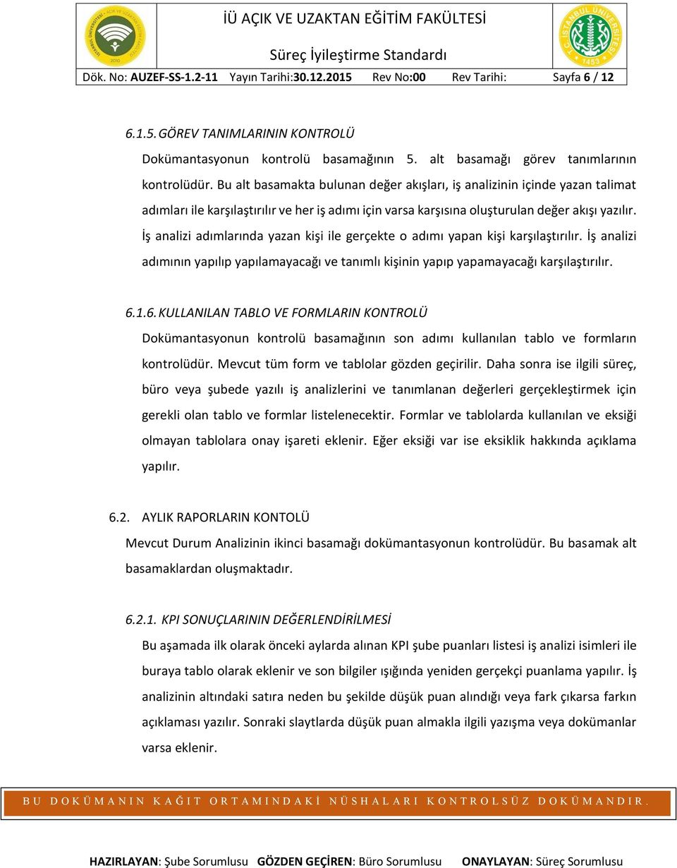 Bu alt basamakta bulunan değer akışları, iş analizinin içinde yazan talimat adımları ile karşılaştırılır ve her iş adımı için varsa karşısına oluşturulan değer akışı yazılır.