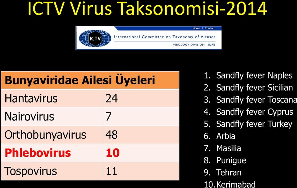 Sandfly fever Naples 2. Sandfly fever Sicilian 3. Sandfly fever Toscana 4.