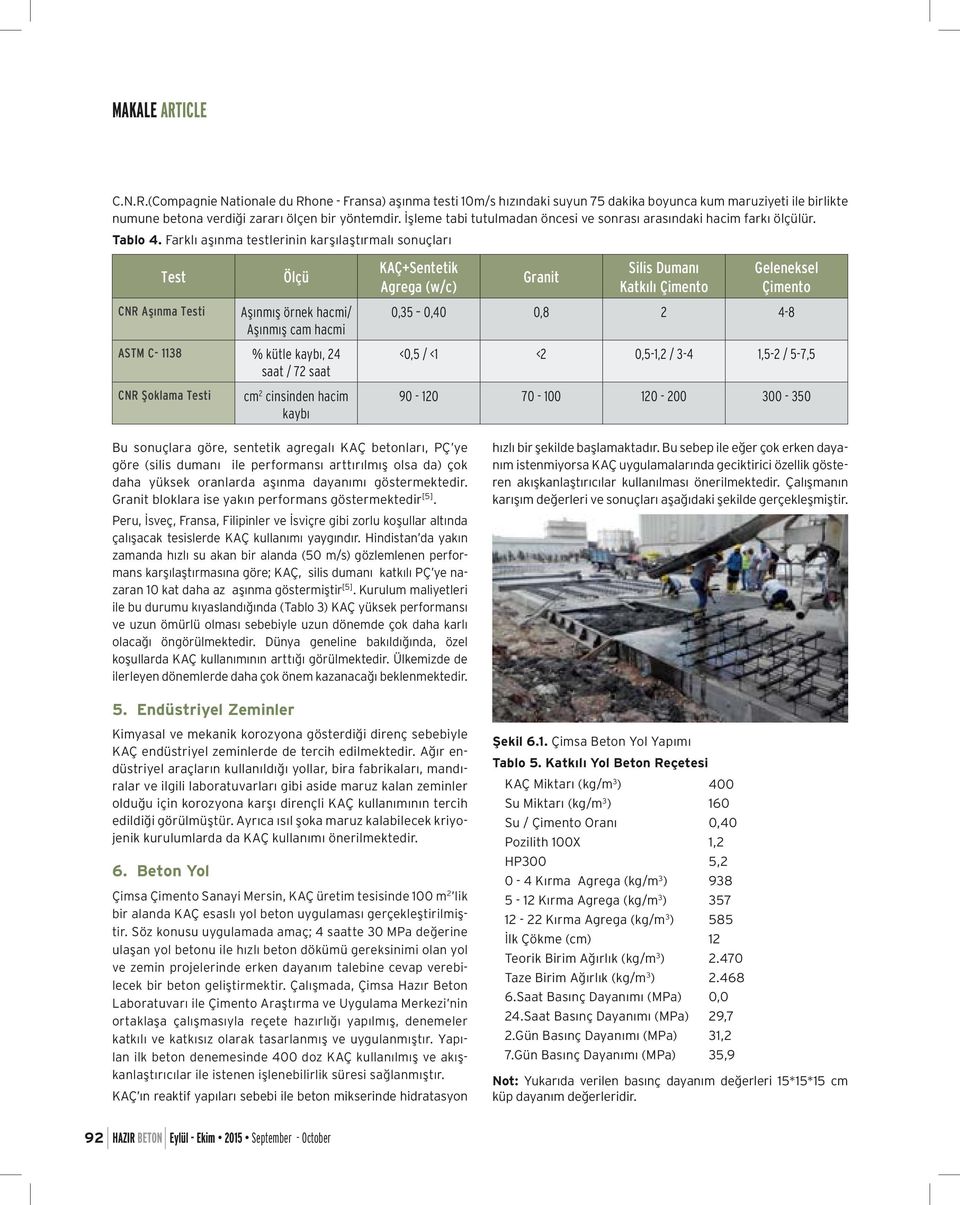 Farklı aşınma testlerinin karşılaştırmalı sonuçları Test Ölçü CNR Aşınma Testi Aşınmış örnek hacmi/ Aşınmış cam hacmi ASTM C- 1138 % kütle kaybı, 24 saat / 72 saat CNR Şoklama Testi cm 2 cinsinden