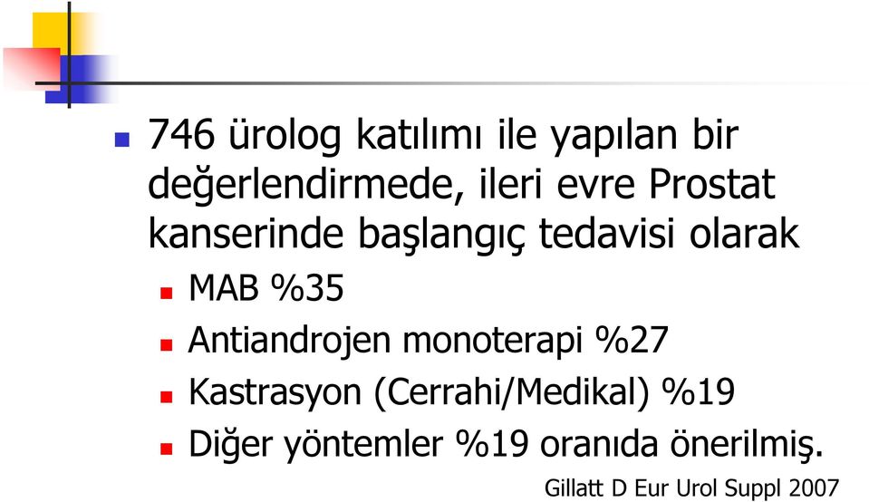 Antiandrojen monoterapi %27 Kastrasyon (Cerrahi/Medikal) %19