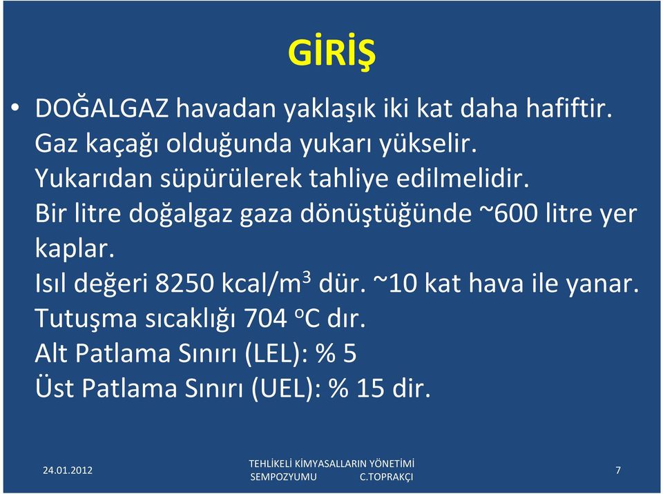 Bir litre doğalgaz gaza dönüştüğünde ~600 litre yer kaplar.