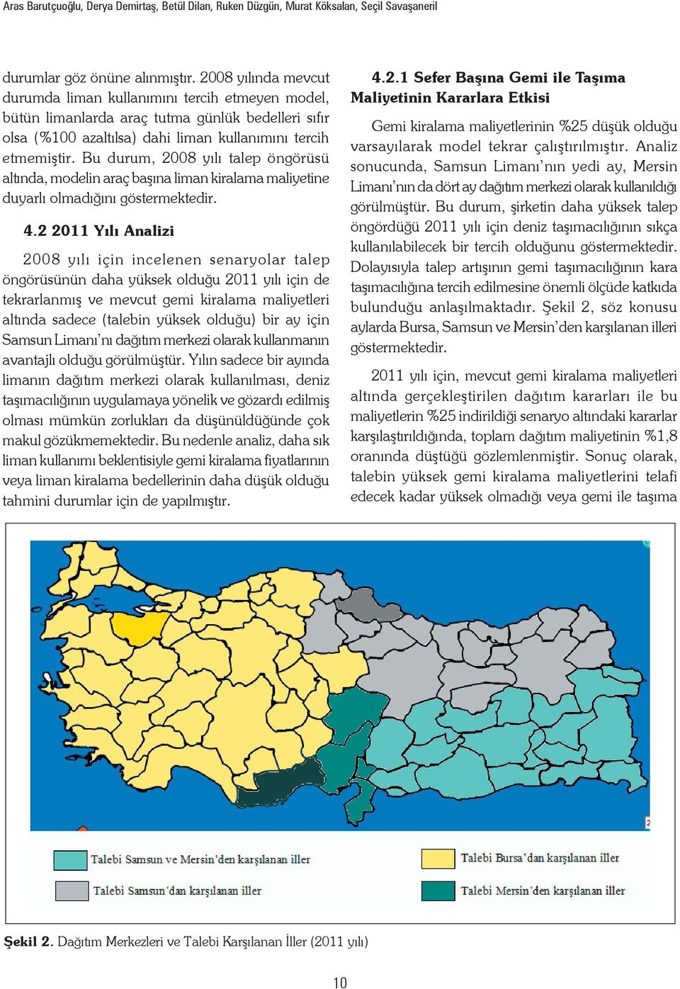 Bu durum, 2008 yılı alep öngörüsü alında, modelin araç başına liman kiralama maliyeine duyarlı olmadığını gösermekedir. 4.