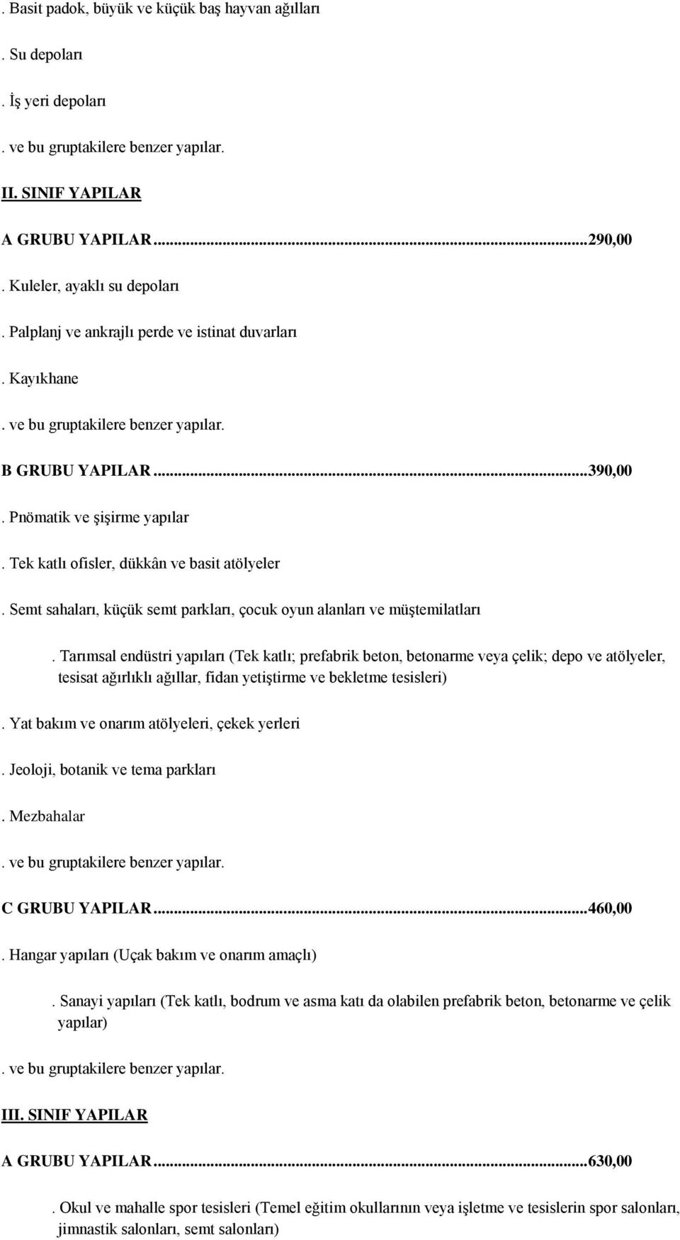 Semt sahaları, küçük semt parkları, çocuk oyun alanları ve müştemilatları.