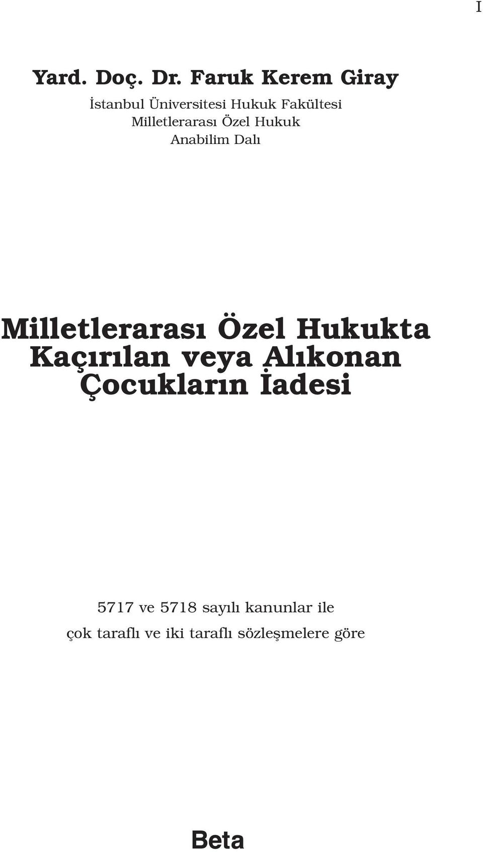 Milletleraras Özel Hukuk Anabilim Dal Milletleraras Özel