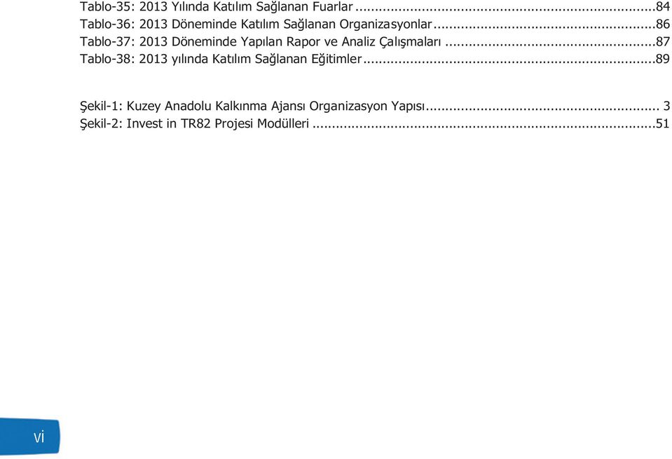 ..86 Tablo-37: 2013 Döneminde Yapılan Rapor ve Analiz Çalışmaları.