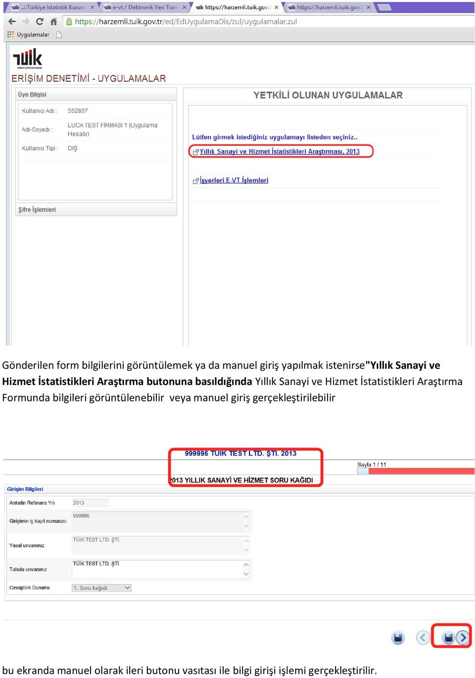 İstatistikleri Araştırma Formunda bilgileri görüntülenebilir veya manuel giriş