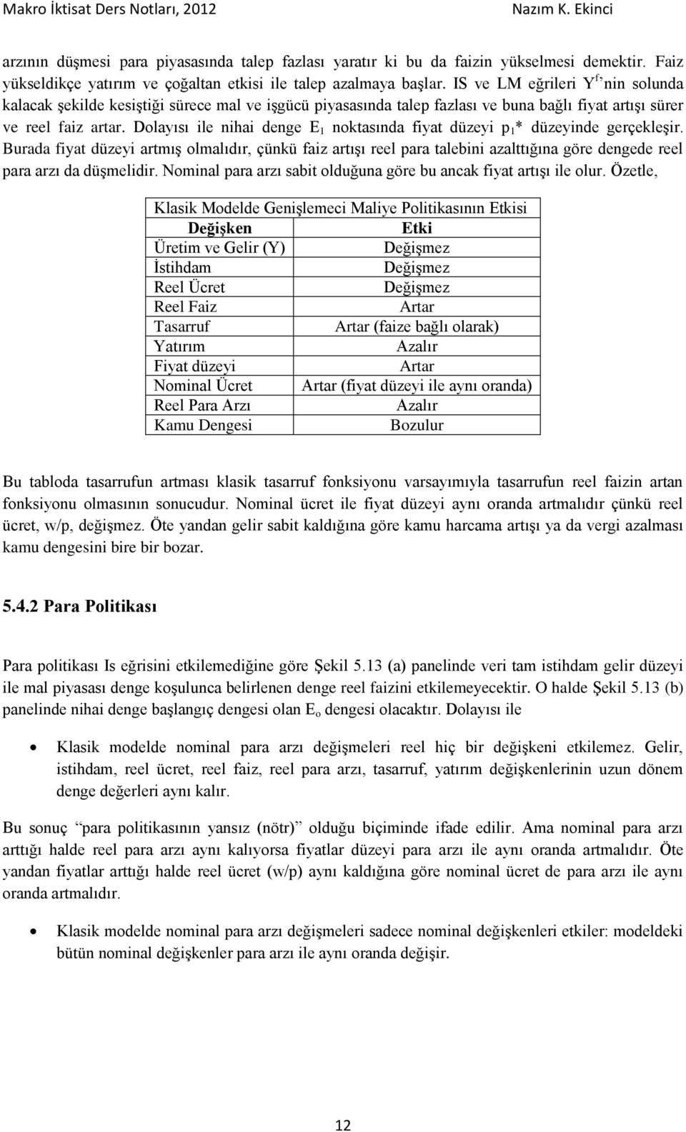 Dolayısı ile nihai denge noktasında fiyat düzeyi p 1 * düzeyinde geçekleşi. Buada fiyat düzeyi atmış olmalıdı, çünkü faiz atışı eel paa talebini azalttığına göe dengede eel paa azı da düşmelidi.