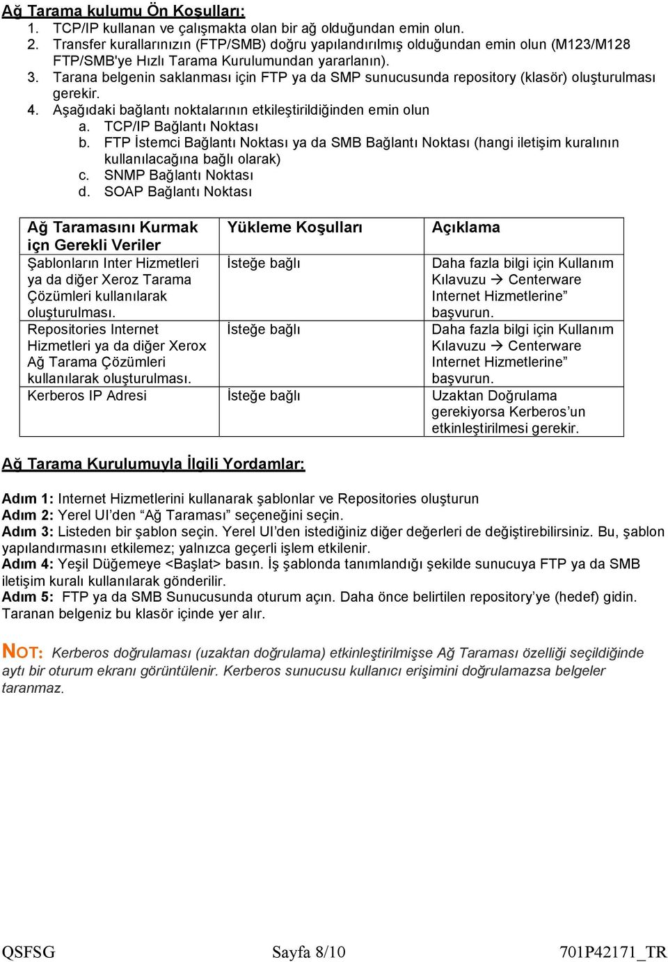 Tarana belgenin saklanması için FTP ya da SMP sunucusunda repository (klasör) oluşturulması gerekir. 4. Aşağıdaki bağlantı noktalarının etkileştirildiğinden emin olun a. TCP/IP Bağlantı Noktası b.