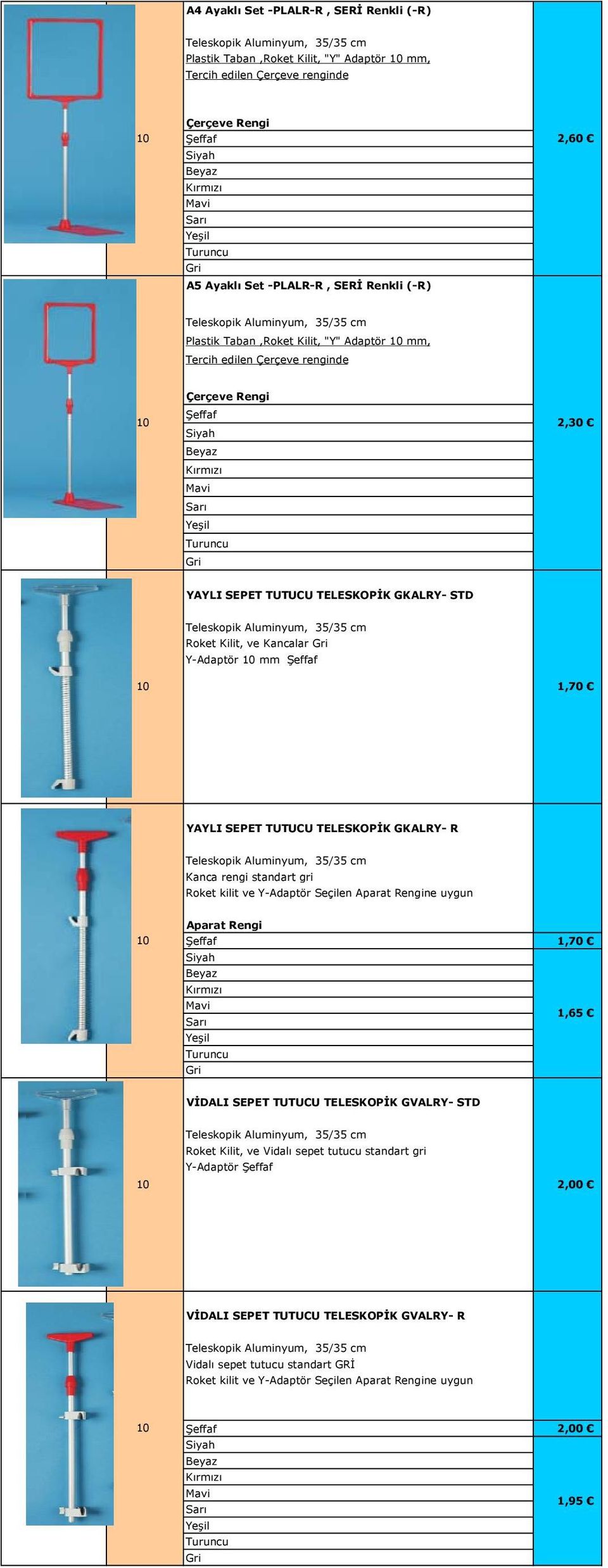 35/35 cm Roket Kilit, ve Kancalar Y-Adaptör mm 1,70 YAYLI SEPET TUTUCU TELESKOPİK GKALRY- R Teleskopik Aluminyum, 35/35 cm Kanca rengi standart gri Roket kilit ve Y-Adaptör Seçilen Aparat Rengine