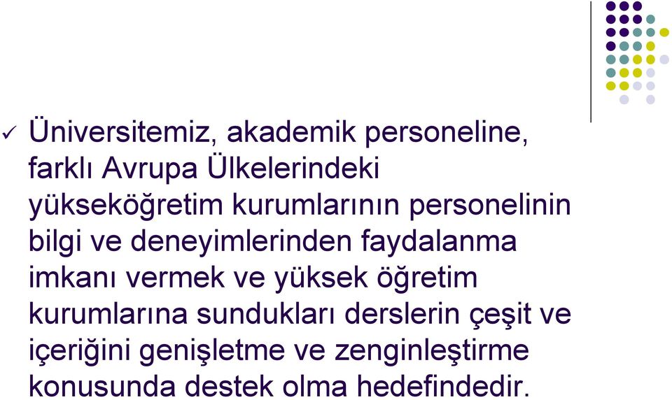 faydalanma imkanı vermek ve yüksek öğretim kurumlarına sundukları