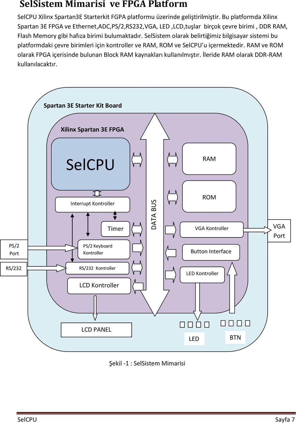 SelSistem olarak belirtiğimiz bilgisayar sistemi bu platformdaki çevre birimleri için kontroller ve RAM, ROM ve SelCPU u içermektedir.