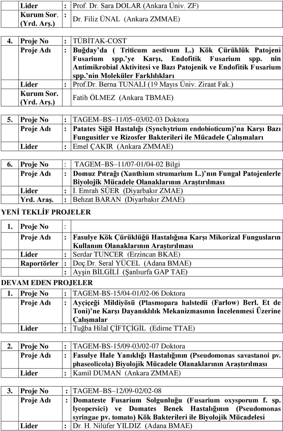 Berna TUNALI (19 Mayıs Üniv. Ziraat Fak.) Kurum Sor. (Yrd. Arş.) Fatih ÖLMEZ (Ankara TBMAE) 5.