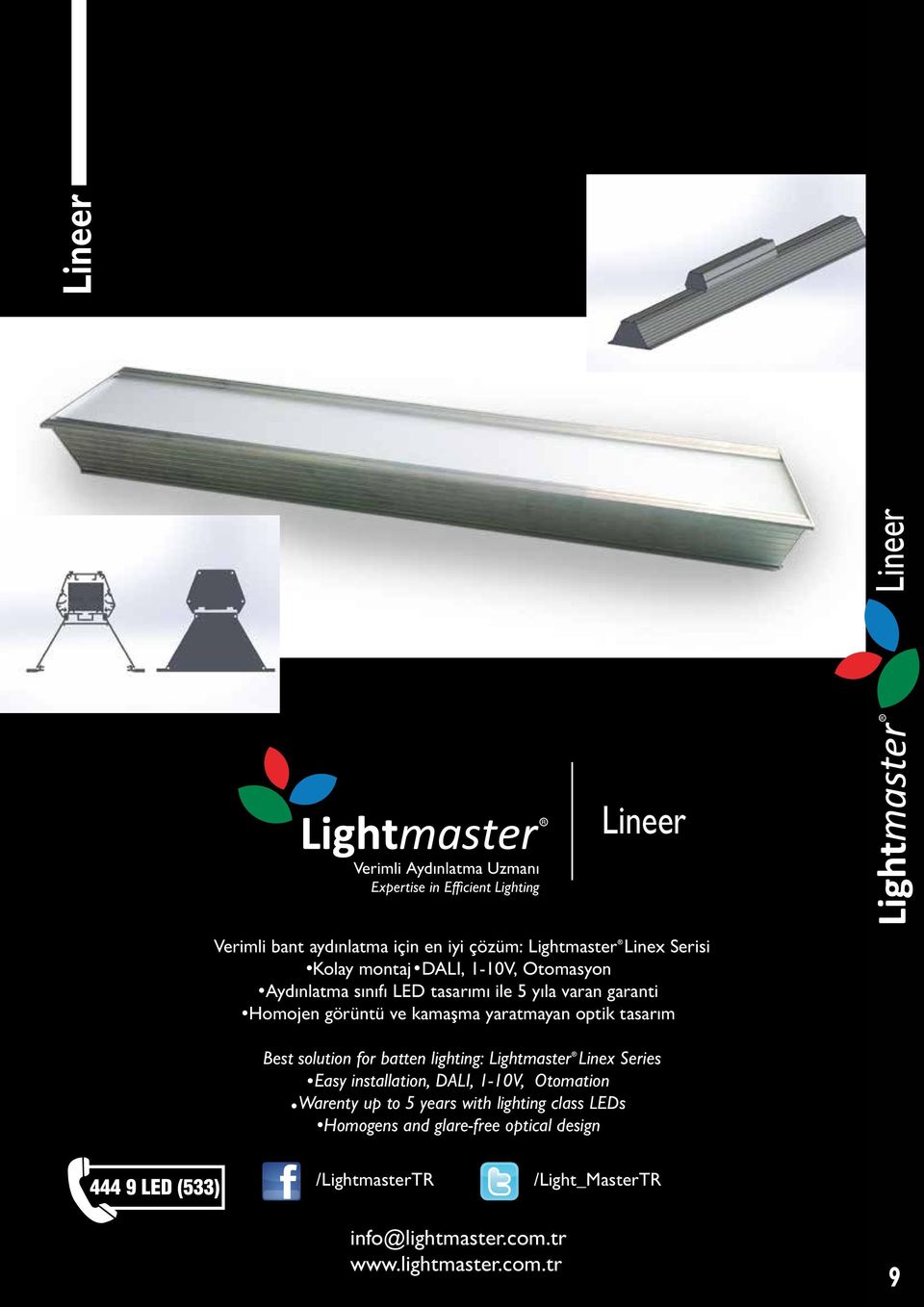 yaratmayan optik tasarım Best solution for batten lighting: Lightmaster Linex Series Easy installation, DALI, 1-10V, Otomation