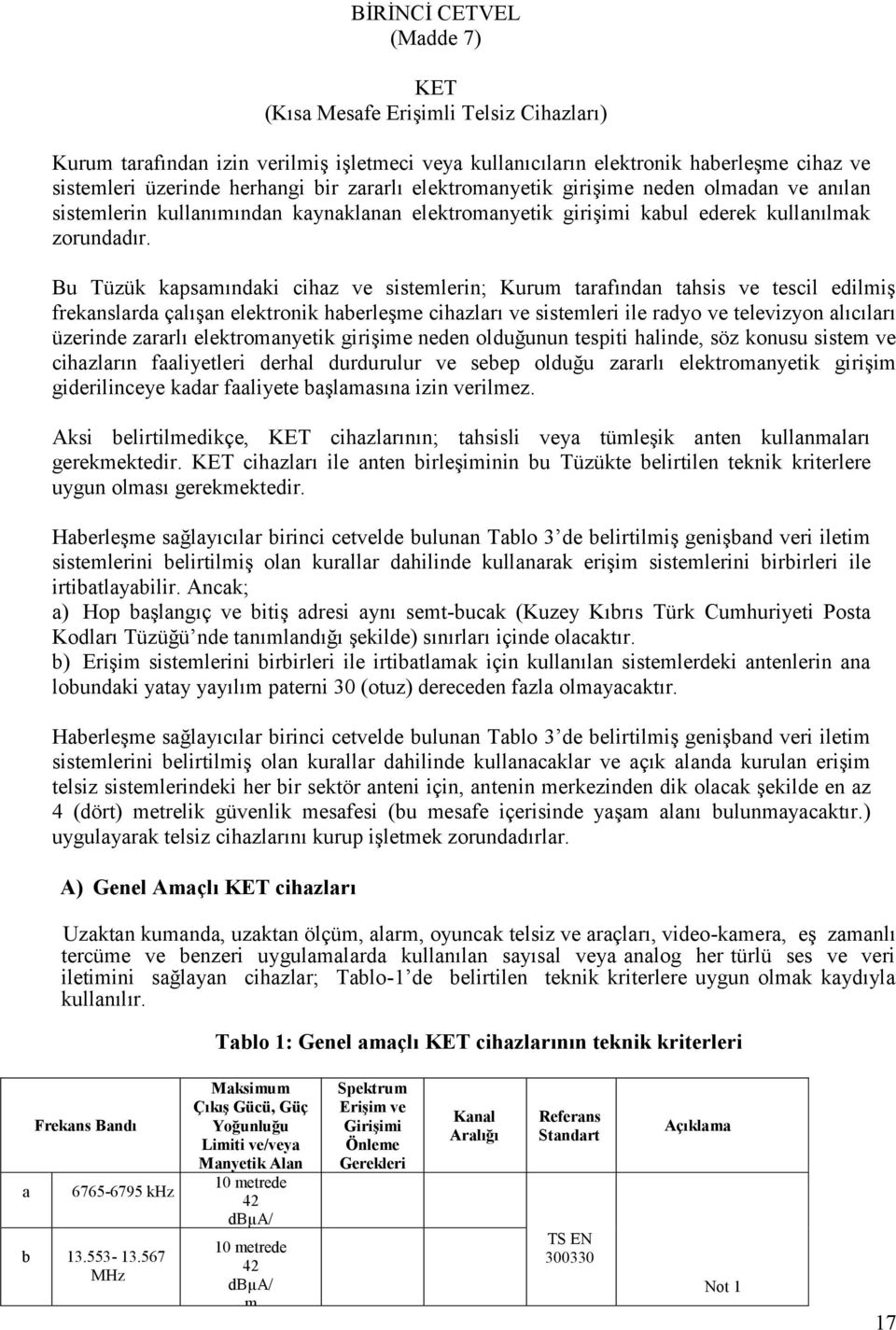 Bu Tüzük kapsamındaki cihaz ve sistemlerin; Kurum tarafından tahsis ve tescil edilmiş frekanslarda çalışan elektronik haberleşme cihazları ve sistemleri ile radyo ve televizyon alıcıları üzerinde