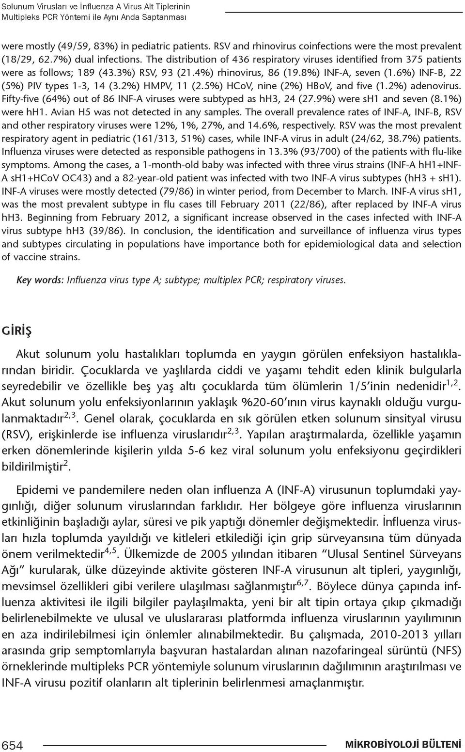 3%) RSV, 93 (21.4%) rhinovirus, 86 (19.8%) INF-A, seven (1.6%) INF-B, 22 (5%) PIV types 1-3, 14 (3.2%) HMPV, 11 (2.5%) HCoV, nine (2%) HBoV, and five (1.2%) adenovirus.