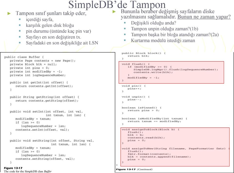 Sayfadaki en son değişikliğe ait LSN SimpleDB de Tampon Bununla beraber değişmiş sayfaların diske