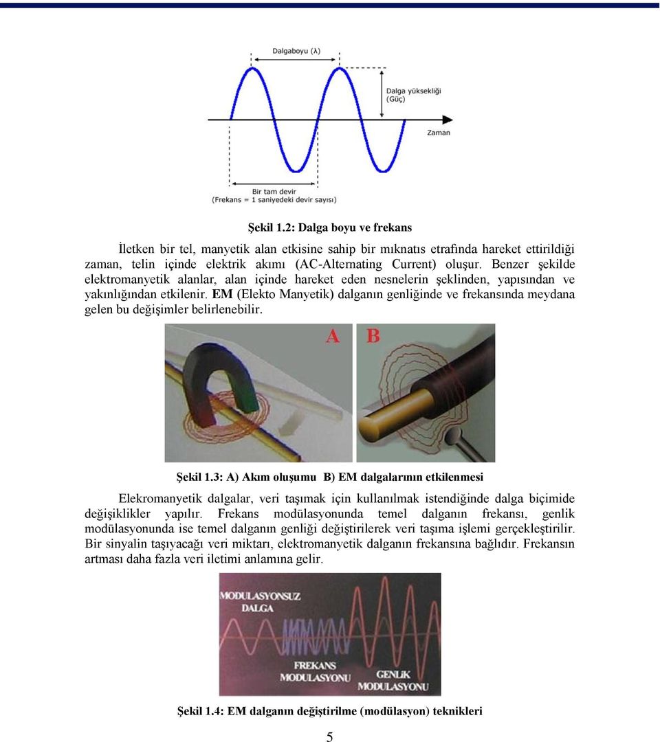 EM (Elekto Manyetik) dalganın genliğinde ve frekansında meydana gelen bu değişimler belirlenebilir. Şekil 1.