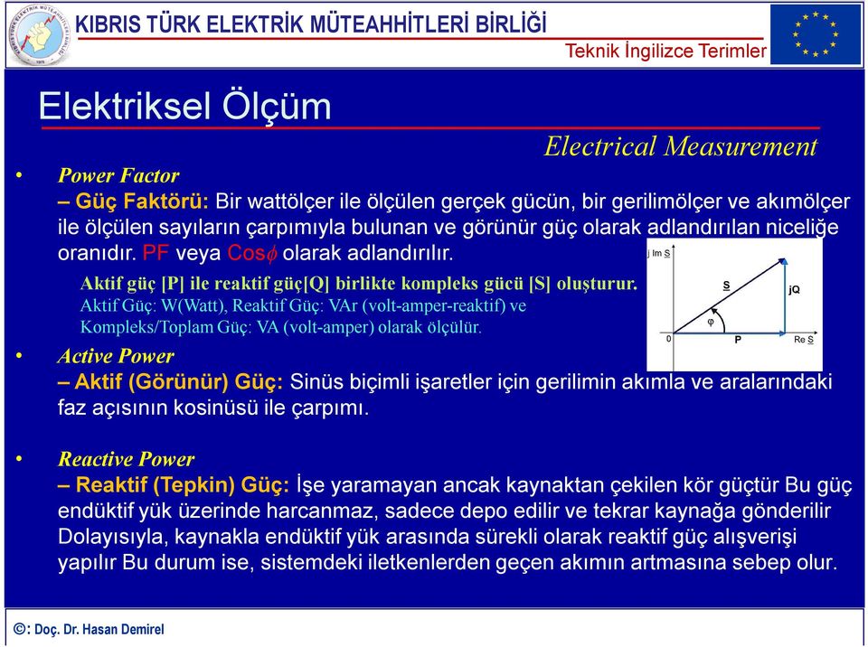 Aktif Güç: W(Watt), Reaktif Güç: VAr (volt-amper-reaktif) ve Kompleks/Toplam Güç: VA (volt-amper) olarak ölçülür.