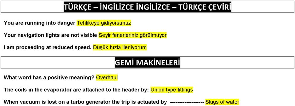 Düşük hızla ilerliyorum GEMİ MAKİNELERİ What word has a positive meaning?