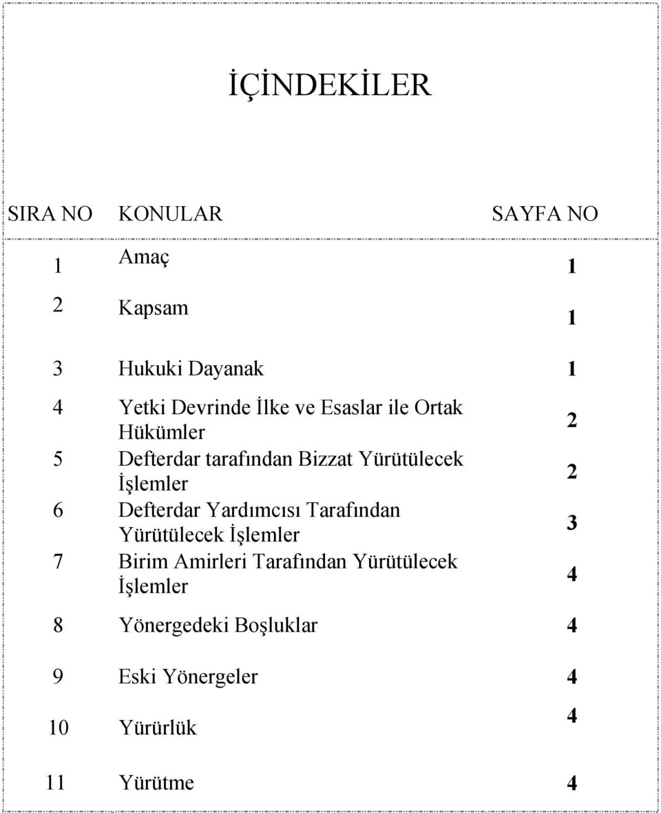 İşlemler 6 Defterdar Yardımcısı Tarafından Yürütülecek İşlemler 7 Birim Amirleri