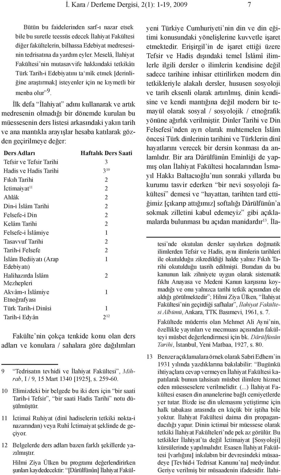 Meselâ, İlahiyat Fakültesi nin mutasavvife hakkındaki tetkikâtı Türk Tarih-i Edebiyatını ta mîk etmek [derinliğine araştırmak] isteyenler için ne kıymetli bir menba olur 9.