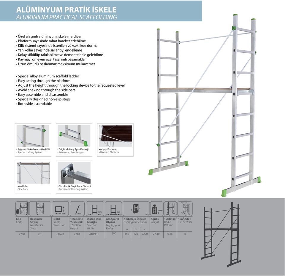 scaffold ladder Easy acting through the platform Adjust the height through the locking device to the requested level Avoid shaking through the side bars Easy assemble and disassemble Specially