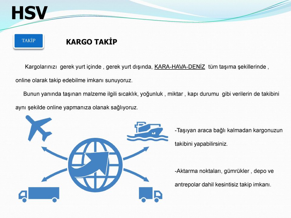 Bunun yanında taşınan malzeme ilgili sıcaklık, yoğunluk, miktar, kapı durumu gibi verilerin de takibini aynı