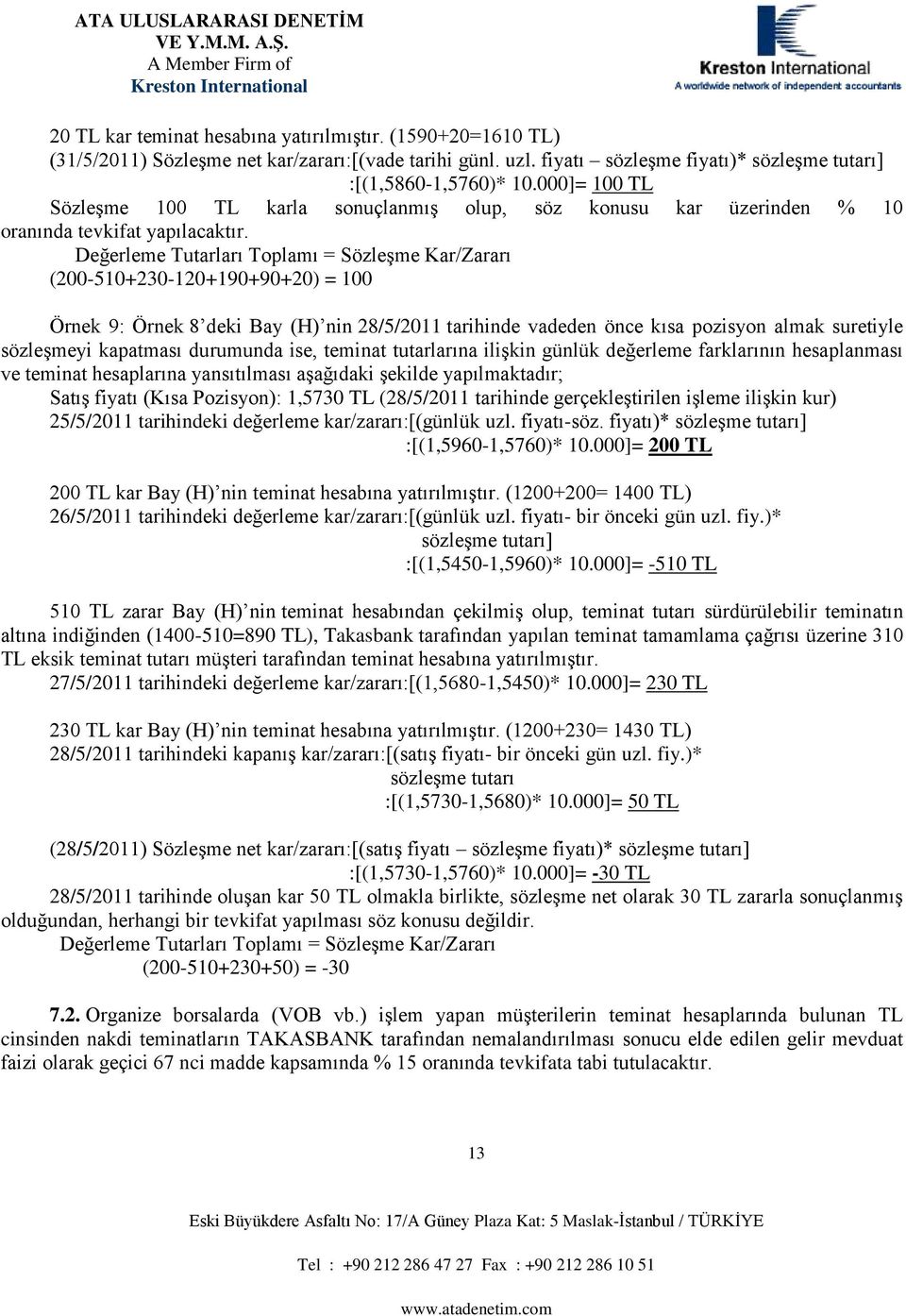 25/5/2011 hk ğ k/:[(güük u. y-ö. y)* öģ u] :[(1,5960-1,5760)* 10.000]= 200 TL 200 TL k By (H) h yģ. (1200+200= 1400 TL) 26/5/2011 hk ğ k/:[(güük u. y- öck gü u. y.)* öģ u] :[(1,5450-1,5960)* 10.