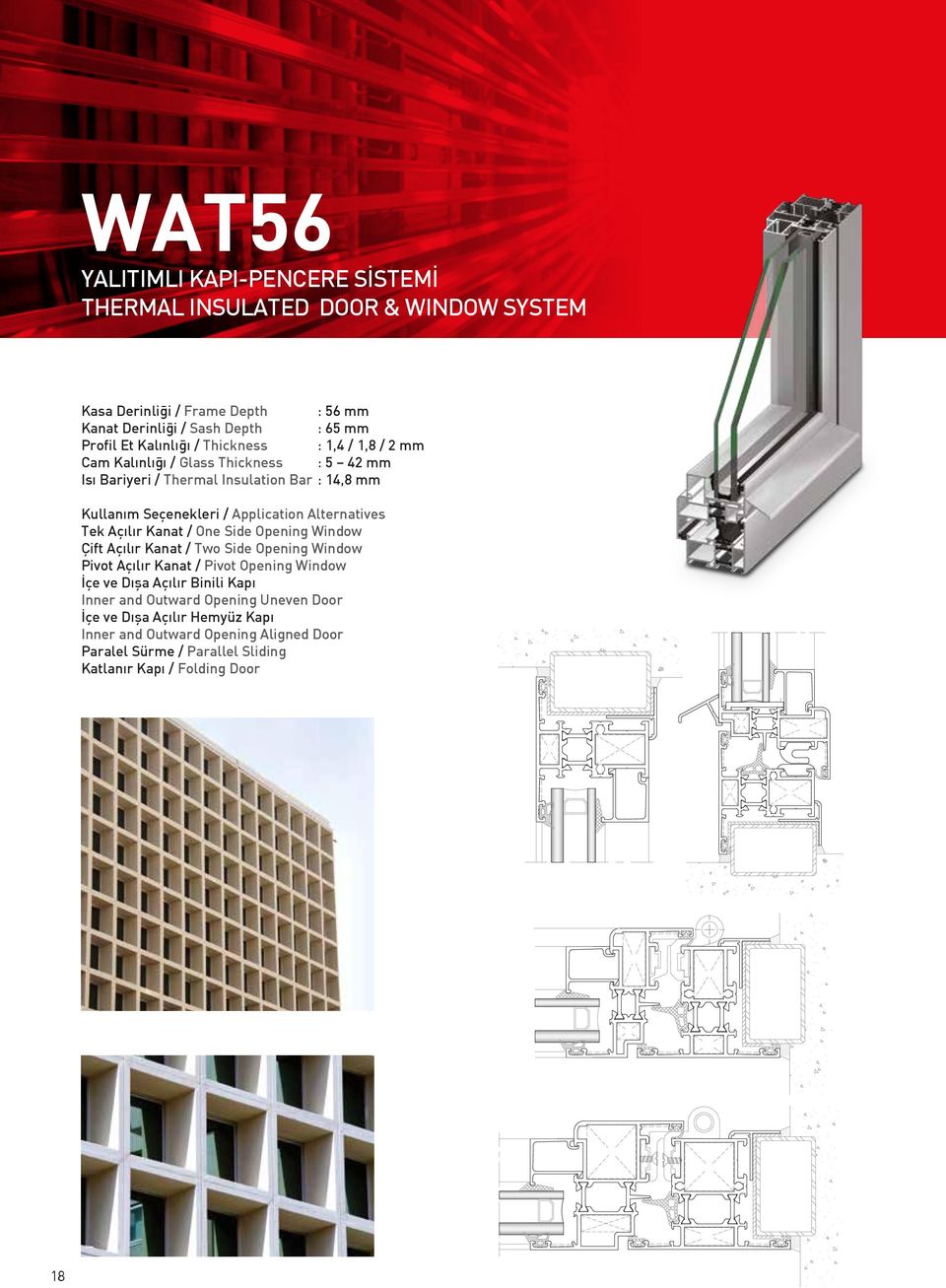 Alternatives Tek Açılır Kanat / One Side Opening Window Çift Açılır Kanat / Two Side Opening Window Pivot Açılır Kanat / Pivot Opening Window İçe ve Dışa Açılır Binili