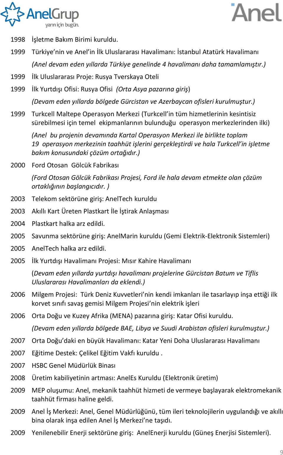 ) 1999 Turkcell Maltepe Operasyon Merkezi (Turkcell in tüm hizmetlerinin kesintisiz sürebilmesi için temel ekipmanlarının bulunduğu operasyon merkezlerinden ilki) (Anel bu projenin devamında Kartal
