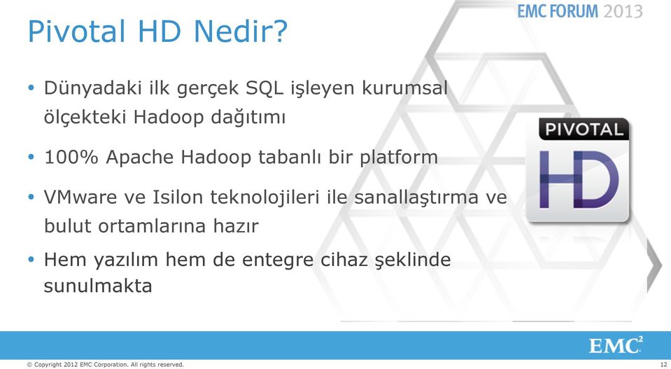 dağıtımı 100% Apache Hadoop tabanlı bir platform VMware ve