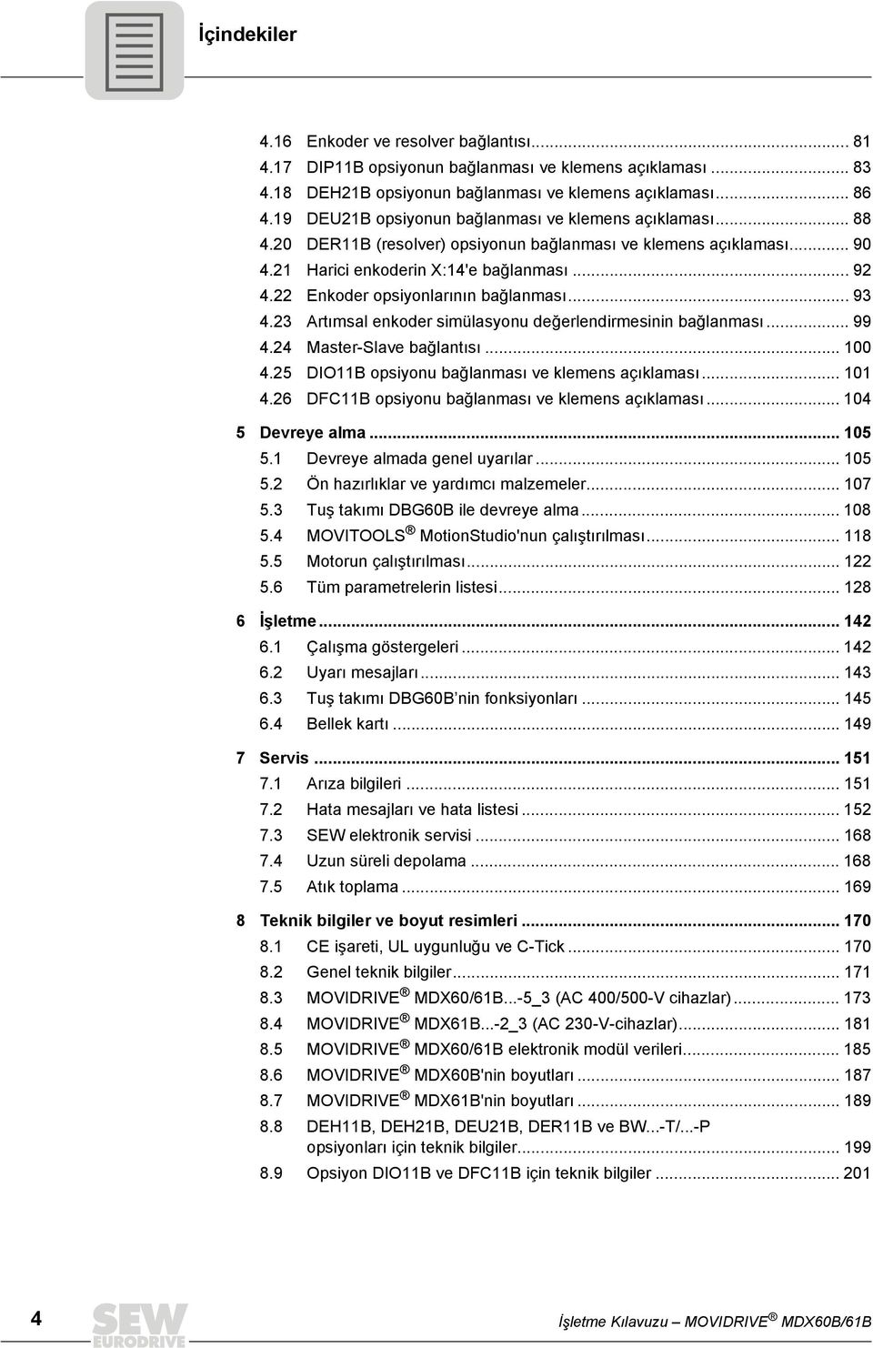 22 Enkoder opsiyonlarının bağlanması... 93 4.23 Artımsal enkoder simülasyonu değerlendirmesinin bağlanması... 99 4.24 Master-Slave bağlantısı... 100 4.