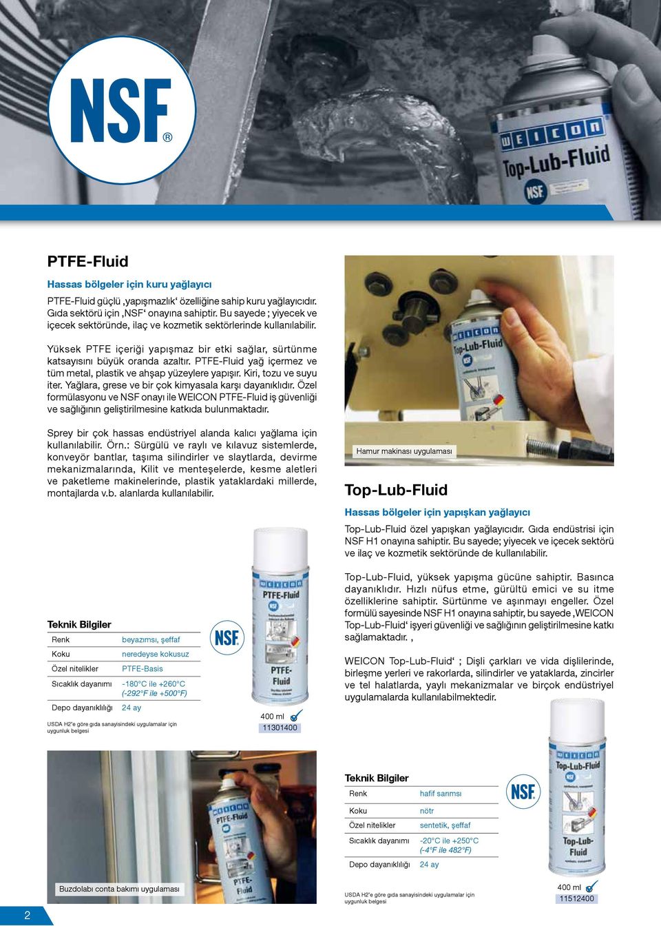 PTFE-Fluid yağ içermez ve tüm metal, plastik ve ahşap yüzeylere yapışır. Kiri, tozu ve suyu iter. Yağlara, grese ve bir çok kimyasala karşı dayanıklıdır.