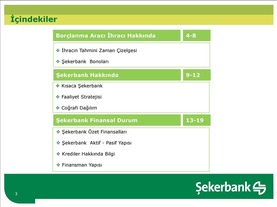 Faaliyet Stratejisi Coğrafi Dağılım Şekerbank Finansal Durum 13-19 Şekerbank