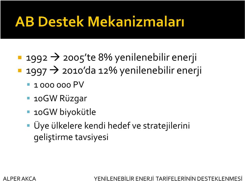 PV 10GW Rüzgar 10GW biyokütle Üye ülkelere