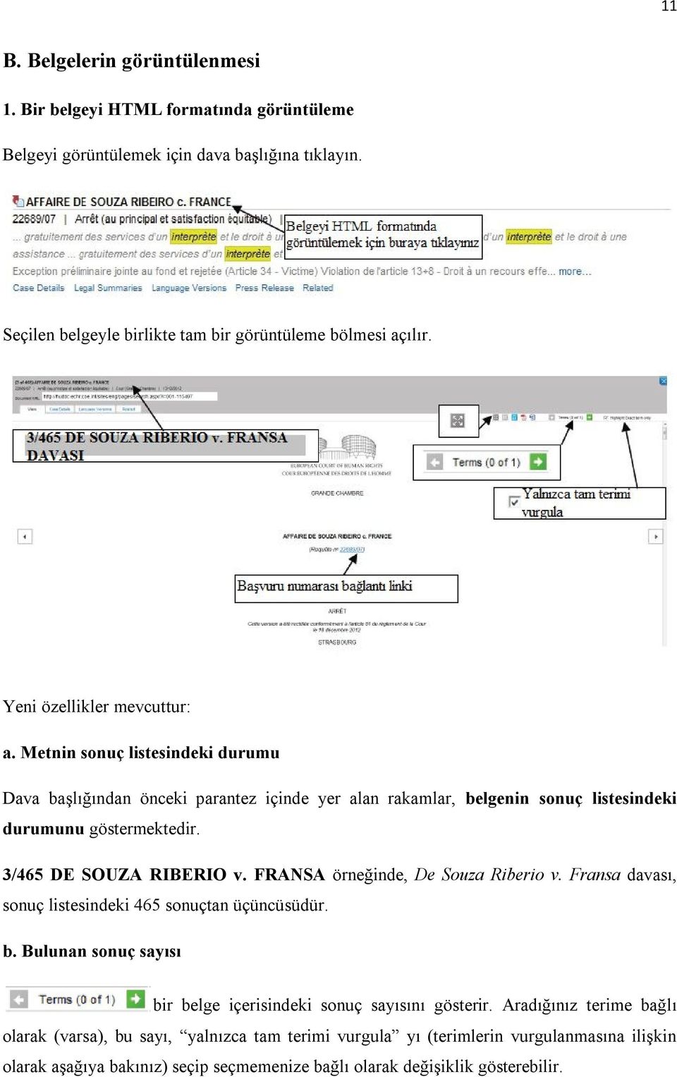 3/465 DE SOUZA RIBERIO v. FRANSA örneğinde, De Souza Riberio v. Fransa davası, sonuç listesindeki 465 sonuçtan üçüncüsüdür. b.