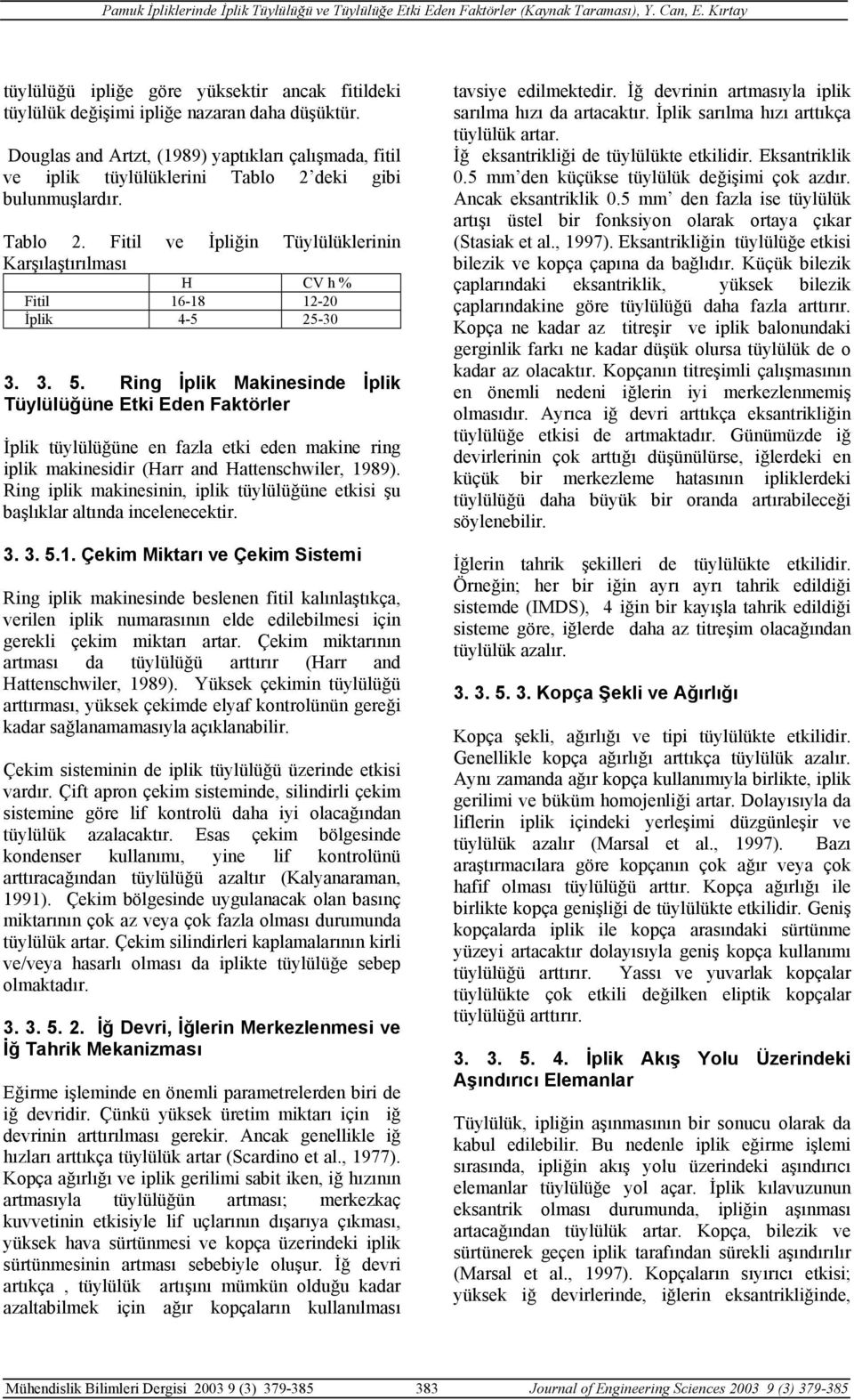 3. 5. Ring İplik Makinesinde İplik Tüylülüğüne Etki Eden Faktörler İplik tüylülüğüne en fazla etki eden makine ring iplik makinesidir (Harr and Hattenschwiler, 1989).