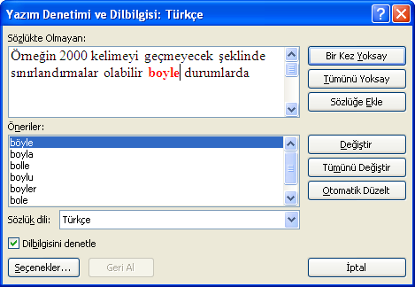 Buradan istediğimiz dili seçip dili otomatik algıla kutucuğunu işaretleyip Tamam düğmesine basmamız gerekir. 3.2.