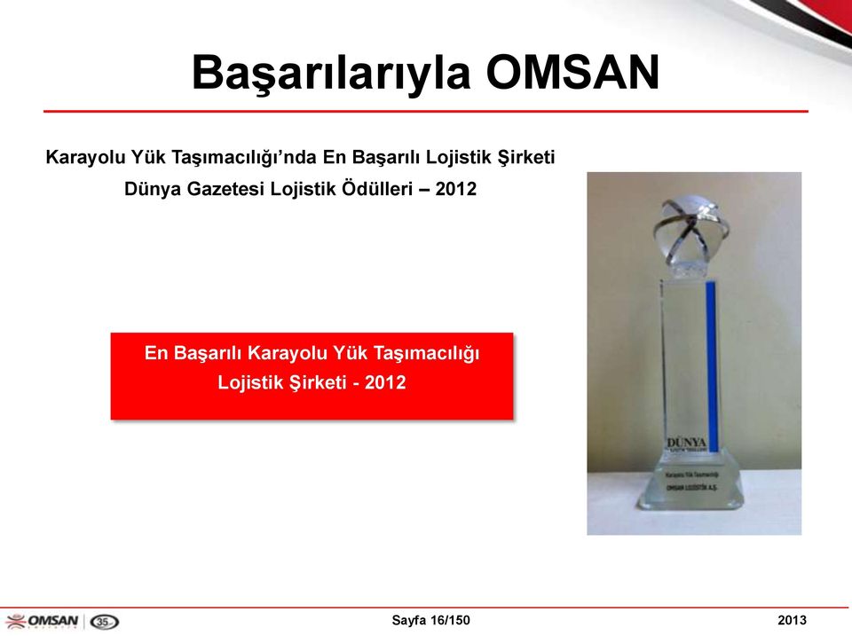 Lojistik Ödülleri 2012 En BaĢarılı Karayolu Yük