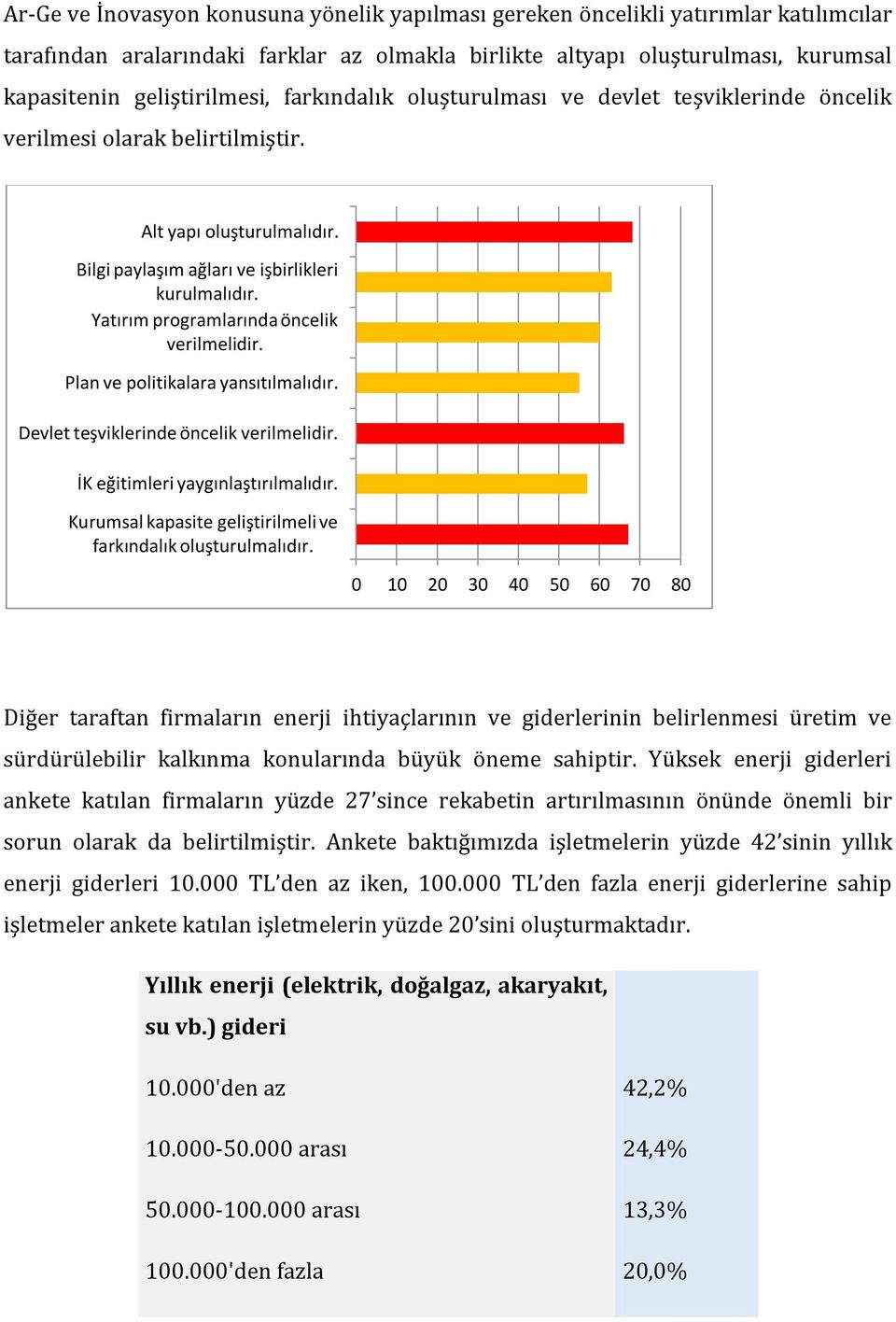 Yatırım programlarında öncelik verilmelidir. Plan ve politikalara yansıtılmalıdır. Devlet teşviklerinde öncelik verilmelidir. İK eğitimleri yaygınlaştırılmalıdır.