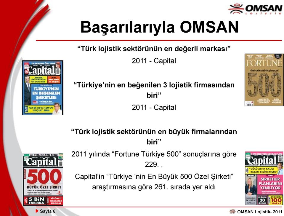 büyük firmalarından biri 2011 yılında Fortune Türkiye 500 sonuçlarına göre 229.