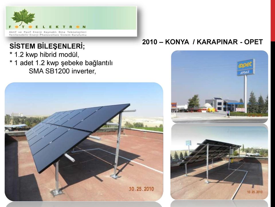 2 kwp şebeke bağlantılı SMA