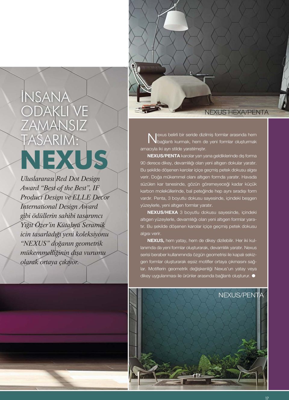 NEXUS HEXA/PENTA Nexus belirli bir seride dizilmiş formlr rsınd hem bğlntı kurmk, hem de yeni formlr oluşturmk mcıyl iki yrı stilde yrtılmıştır.