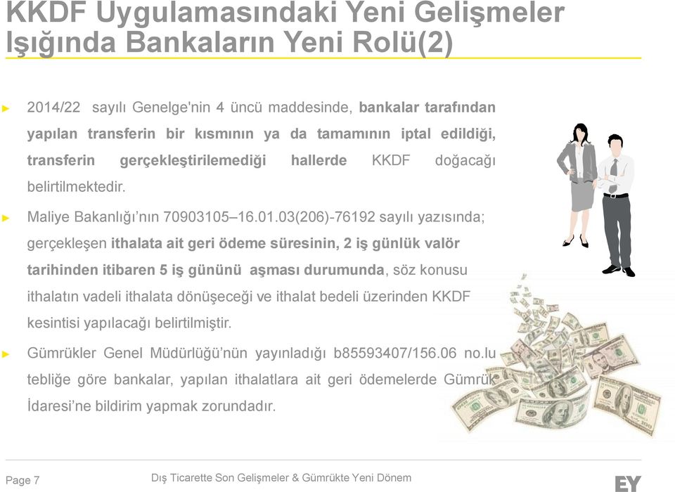 03(206)-76192 sayılı yazısında; gerçekleşen ithalata ait geri ödeme süresinin, 2 iş günlük valör tarihinden itibaren 5 iş gününü aşması durumunda, söz konusu ithalatın vadeli ithalata