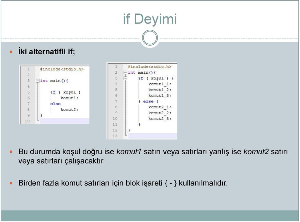 komut2 satırı veya satırları çalıģacaktır.