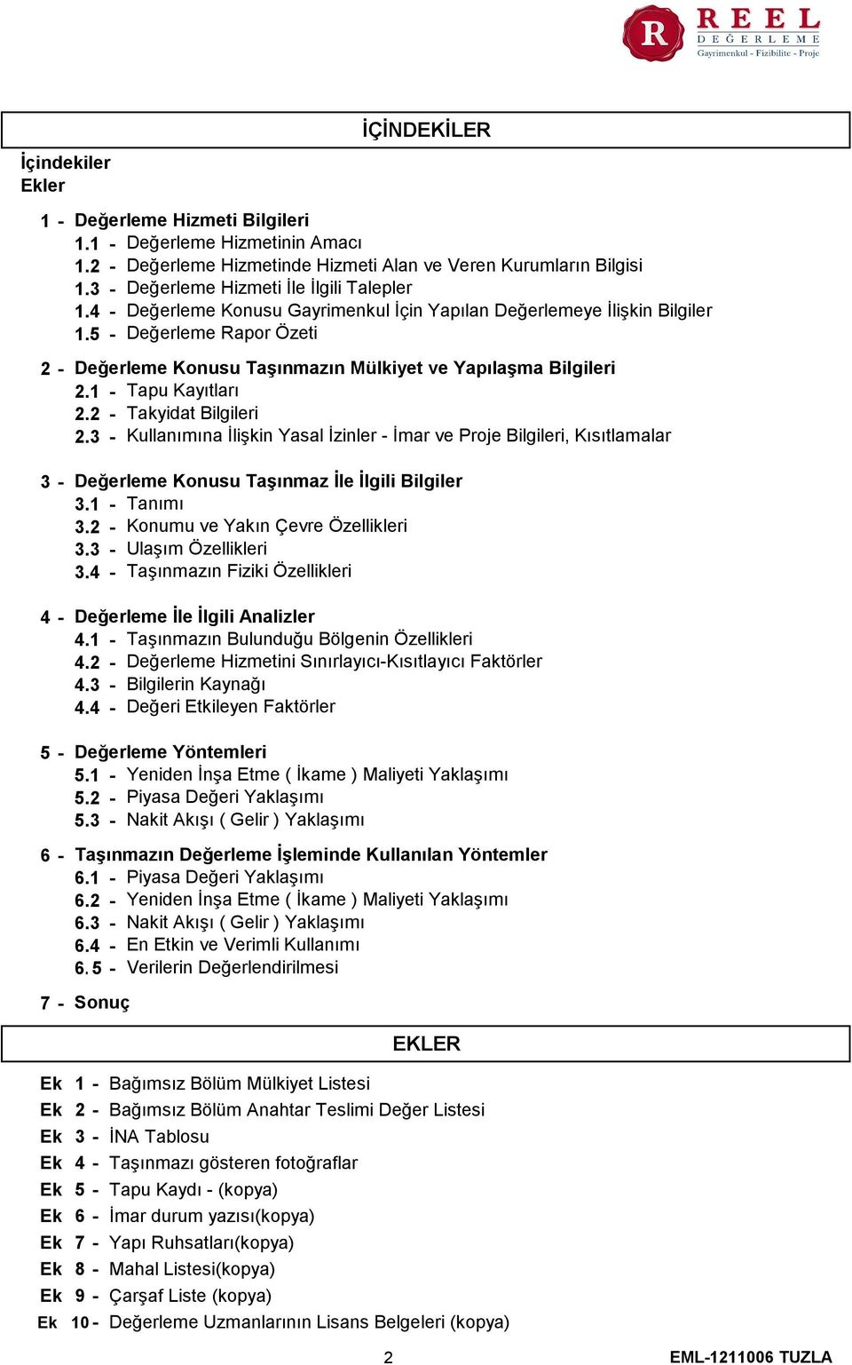 2 Takyidat Bilgileri 2.3 Kullanımına İlişkin Yasal İzinler İmar ve Proje Bilgileri, Kısıtlamalar 3 4 5 6 7 Değerleme Konusu Taşınmaz İle İlgili Bilgiler 3.1 Tanımı 3.